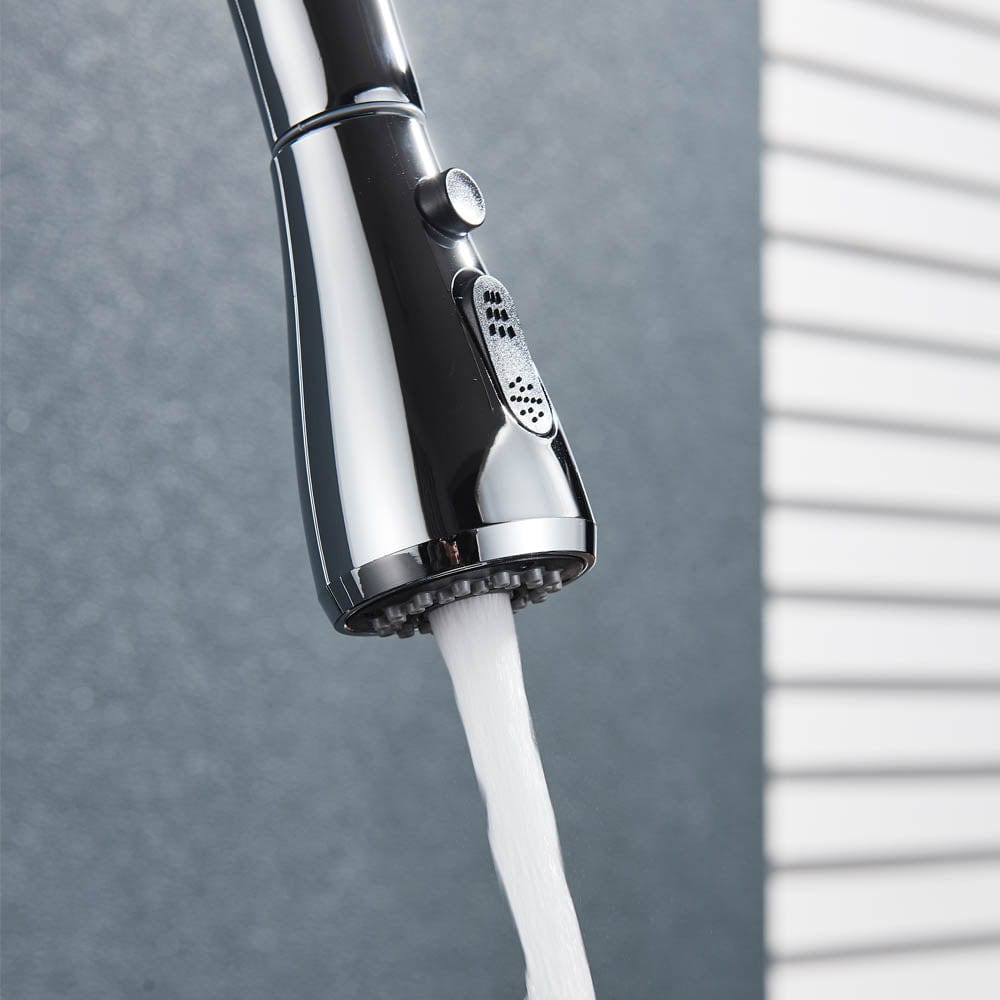 Baterie de bucatarie cu dus extractibil, argintiu