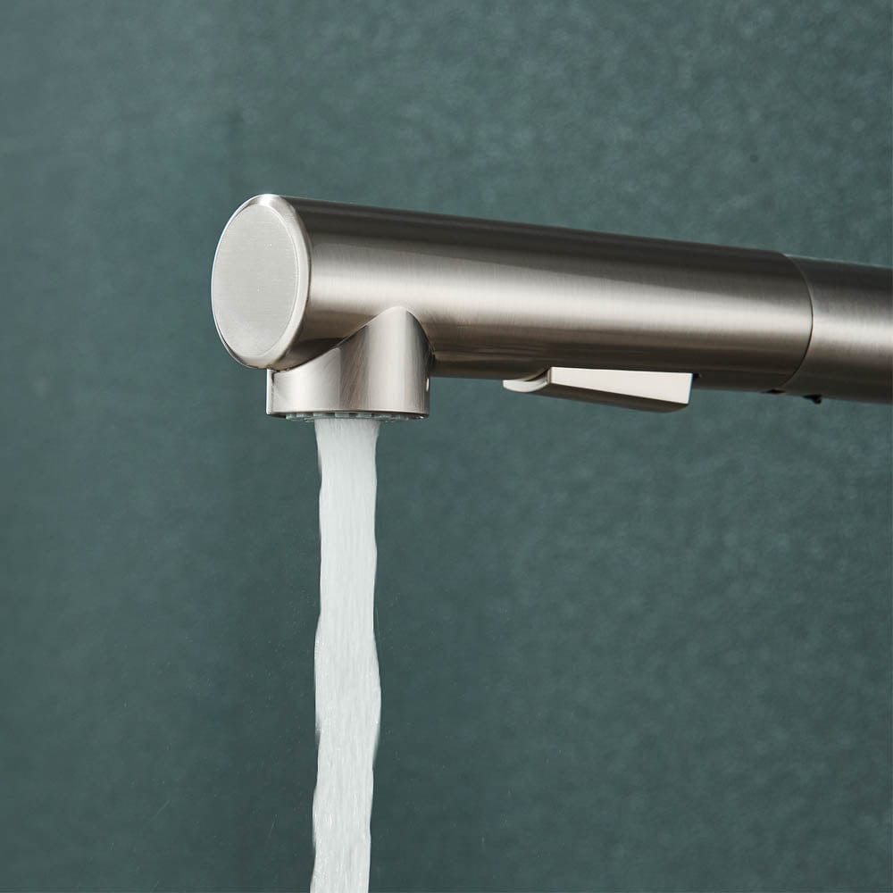 Baterie de bucatarie, cu dus extractibil, argintiu