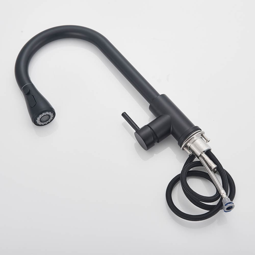 Baterie de bucatarie cu dus extractibil, negru mat