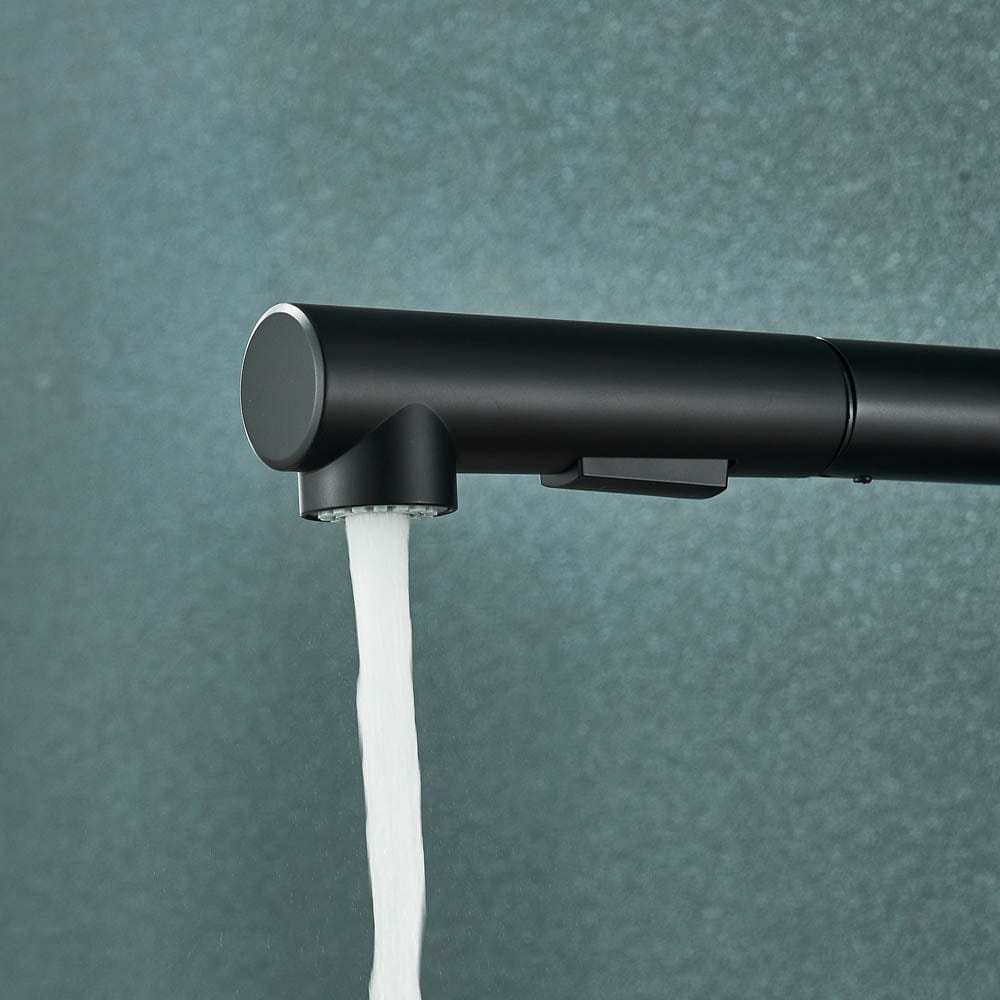 Baterie de bucatarie, cu dus extractibil, negru mat