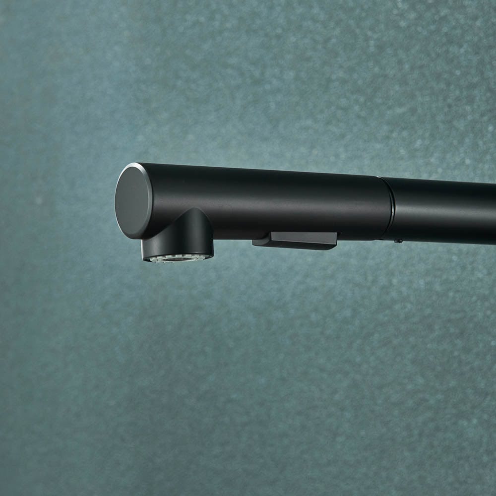 Baterie de bucatarie, cu dus extractibil, negru mat