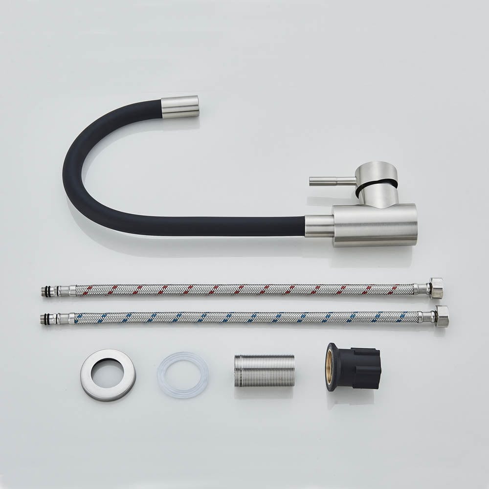 Baterie de bucătărie cu pipă flexibilă, negru