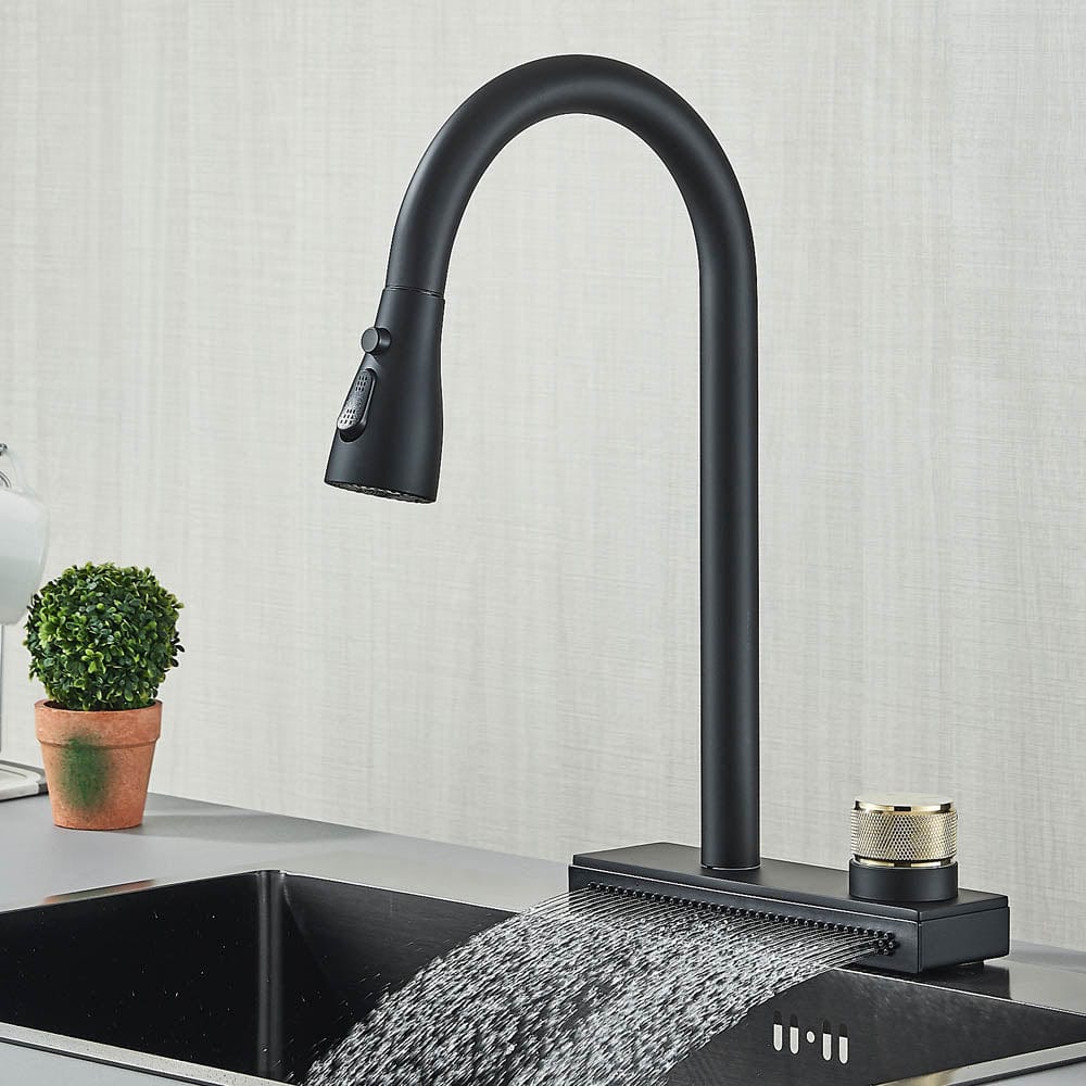 Baterie de bucătărie cu sistem de curgere tip cascadă