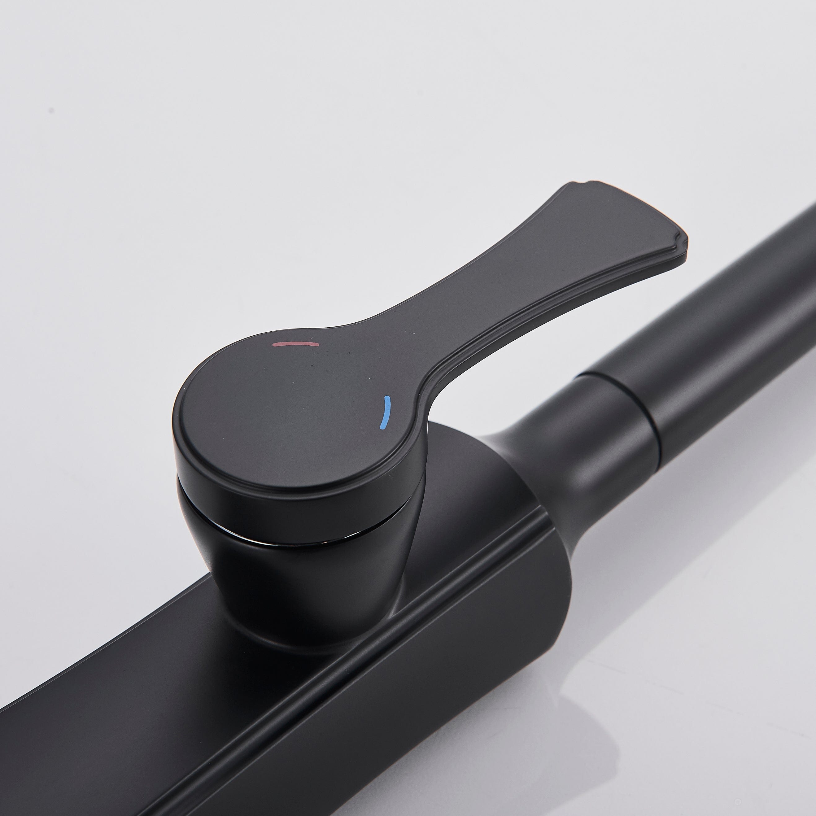 Baterie de bucatarie, negru mat, cu 2 funcții de curgere si dus extractibil