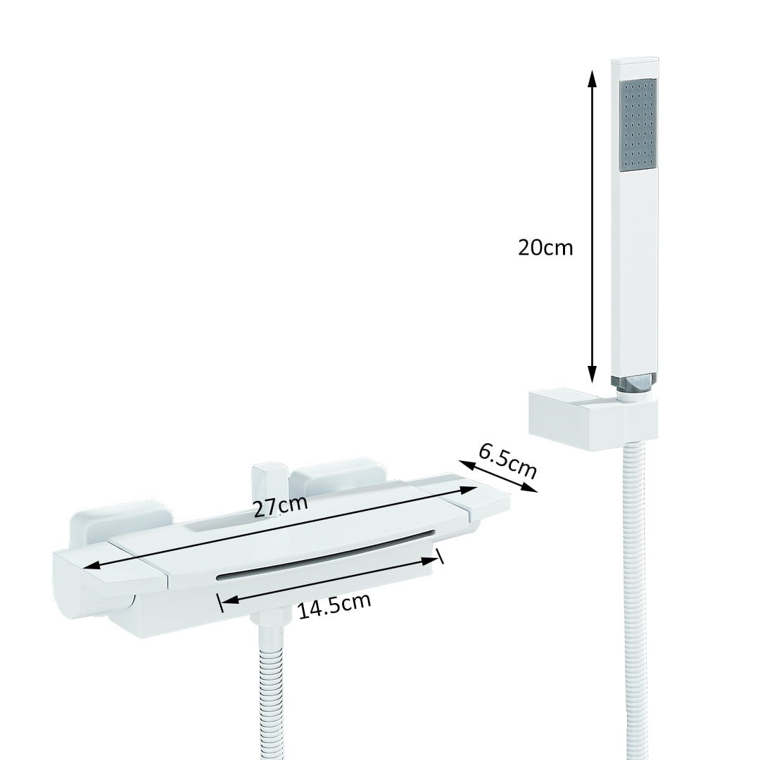Baterie de cada cu cascada si dus de mana, alb