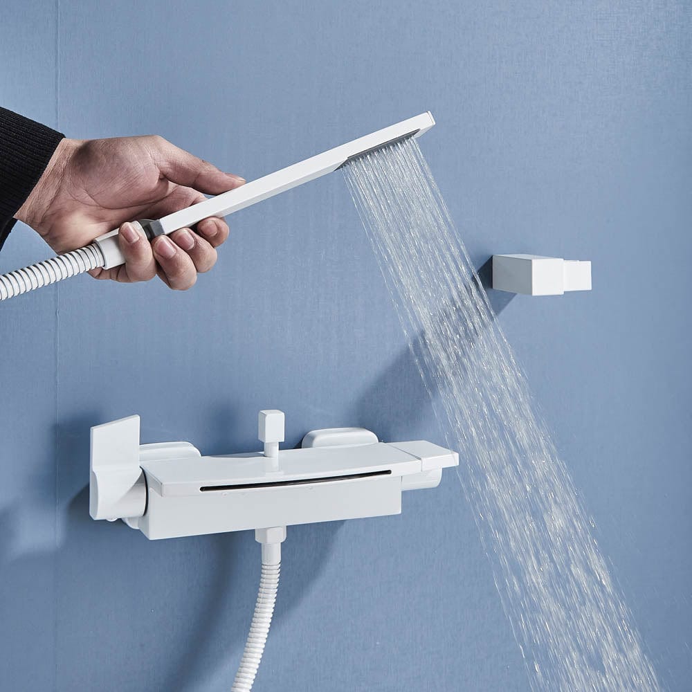 Baterie de cada cu cascada si dus de mana, alb