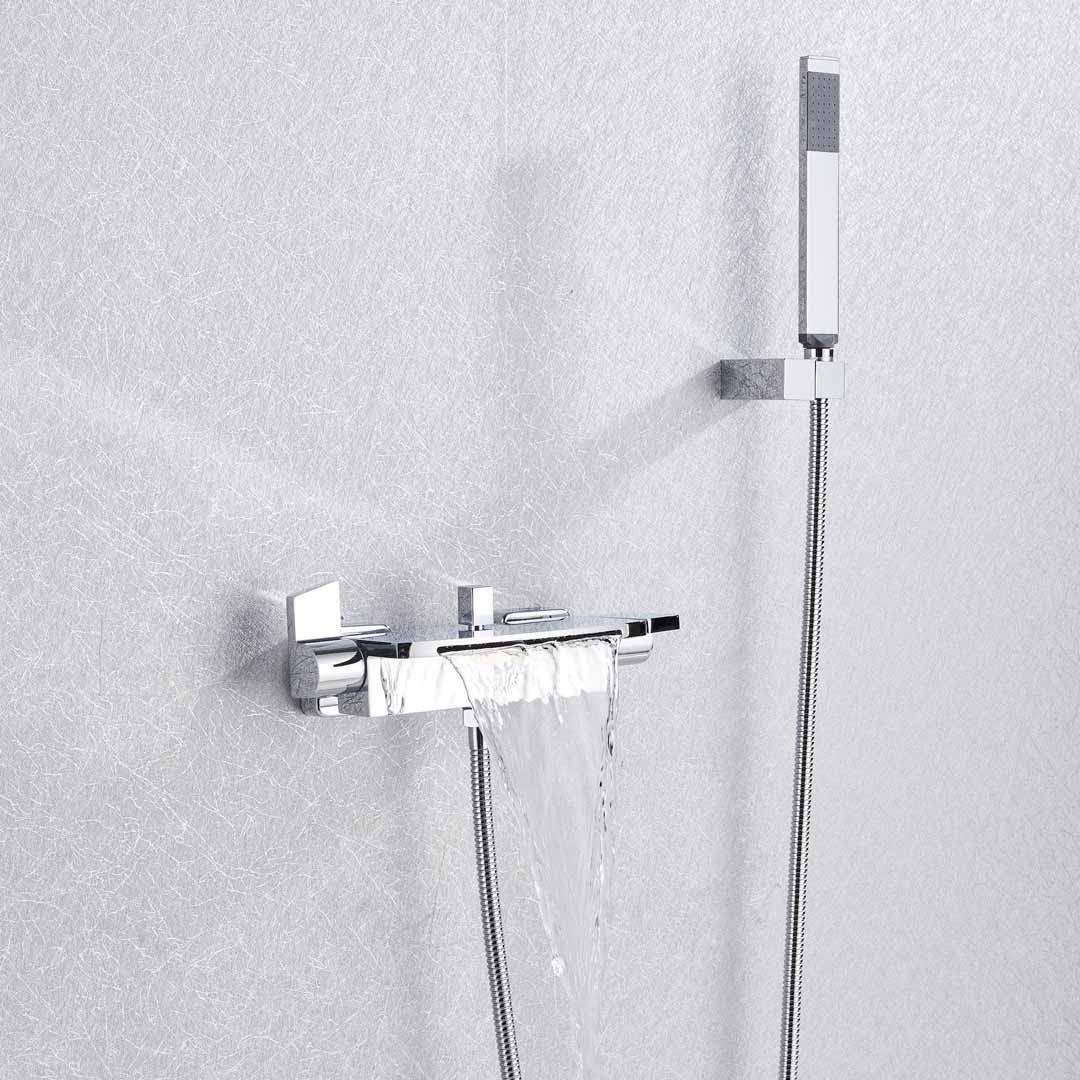 Baterie de cada cu cascada si dus de mana, argintiu cromat
