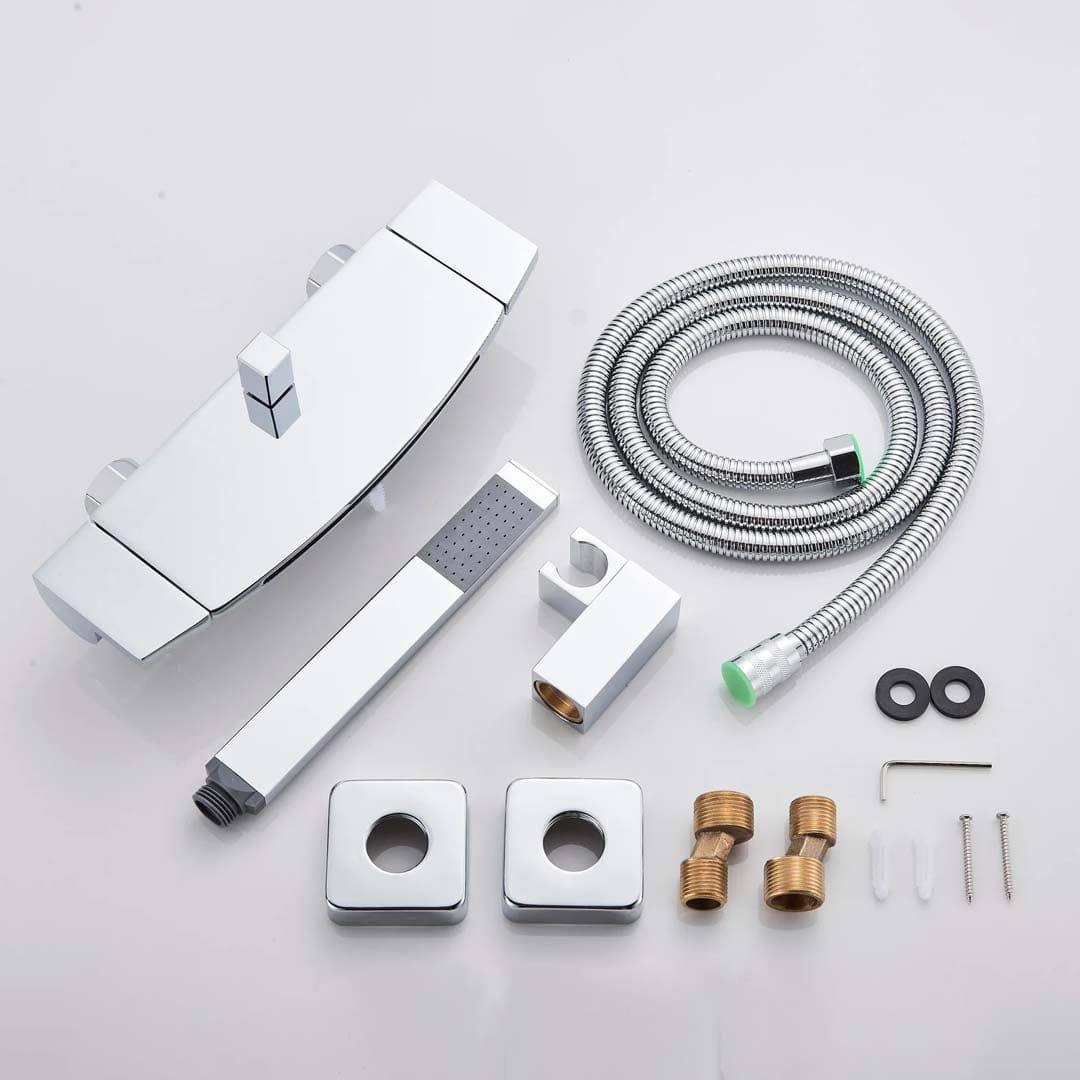 Baterie de cada cu cascada si dus de mana, argintiu cromat