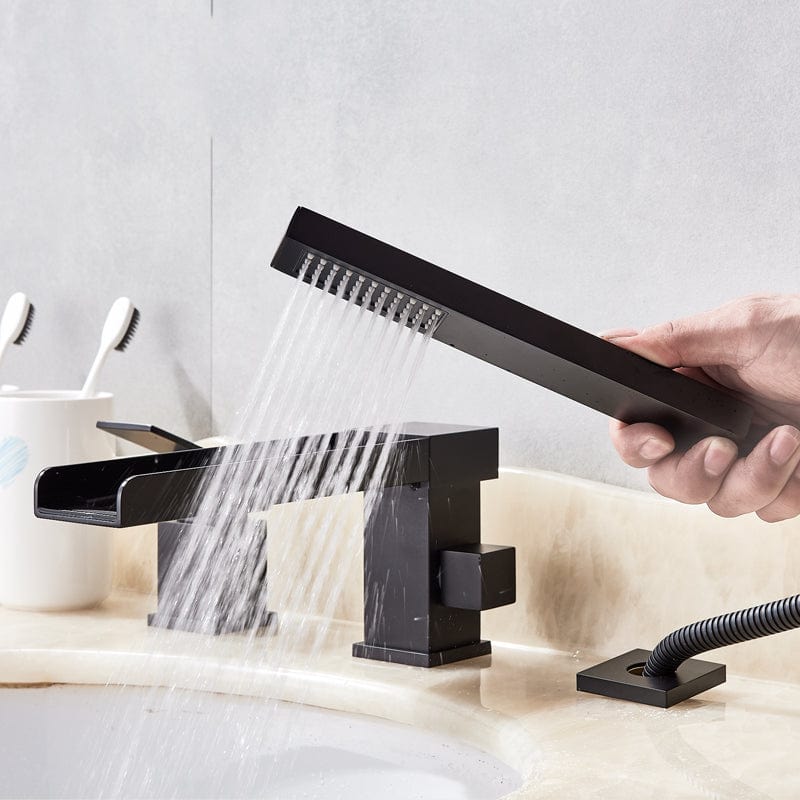 Baterie de cada, cu cascada si dus de mana Zuver Plate, neagra