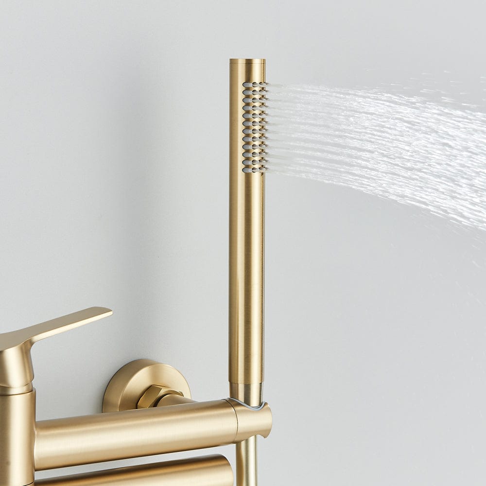 Baterie de cada cu montaj pe perete, cu dus de mana, finisaj auriu nichelat, cod:1556