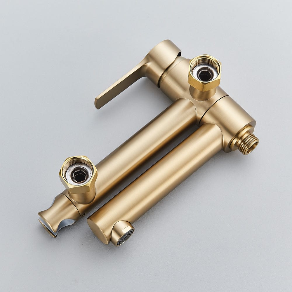 Baterie de cada cu montaj pe perete, cu dus de mana, finisaj auriu nichelat, cod:1556