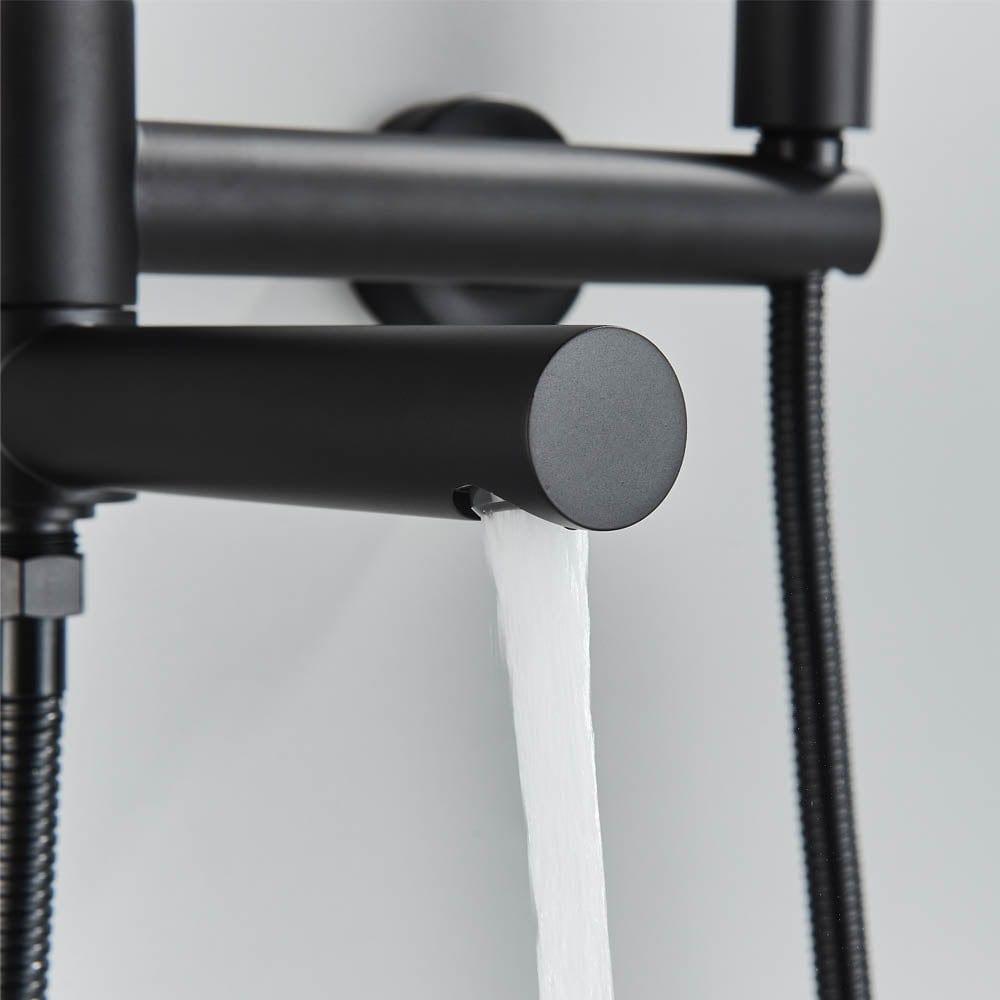 Baterie de cada cu montaj pe perete, cu dus de mana, finisaj negru mat