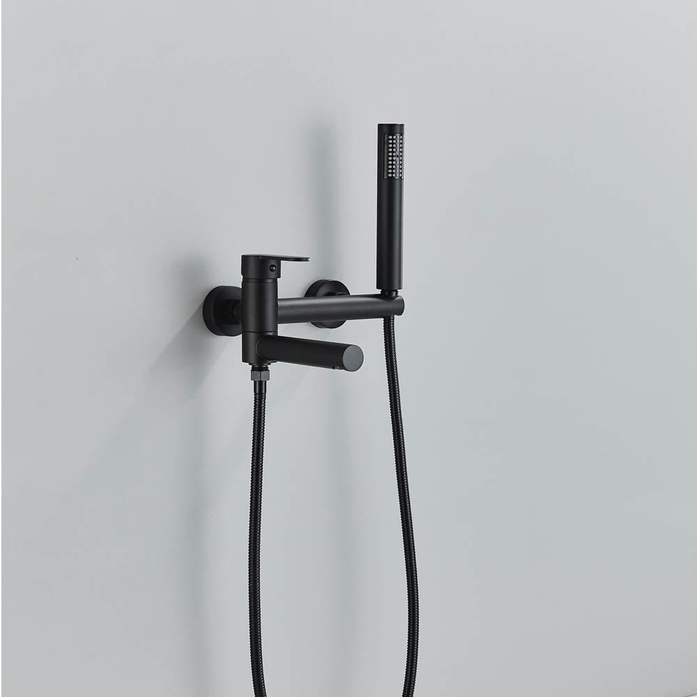 Baterie de cada cu montaj pe perete, cu dus de mana, finisaj negru mat