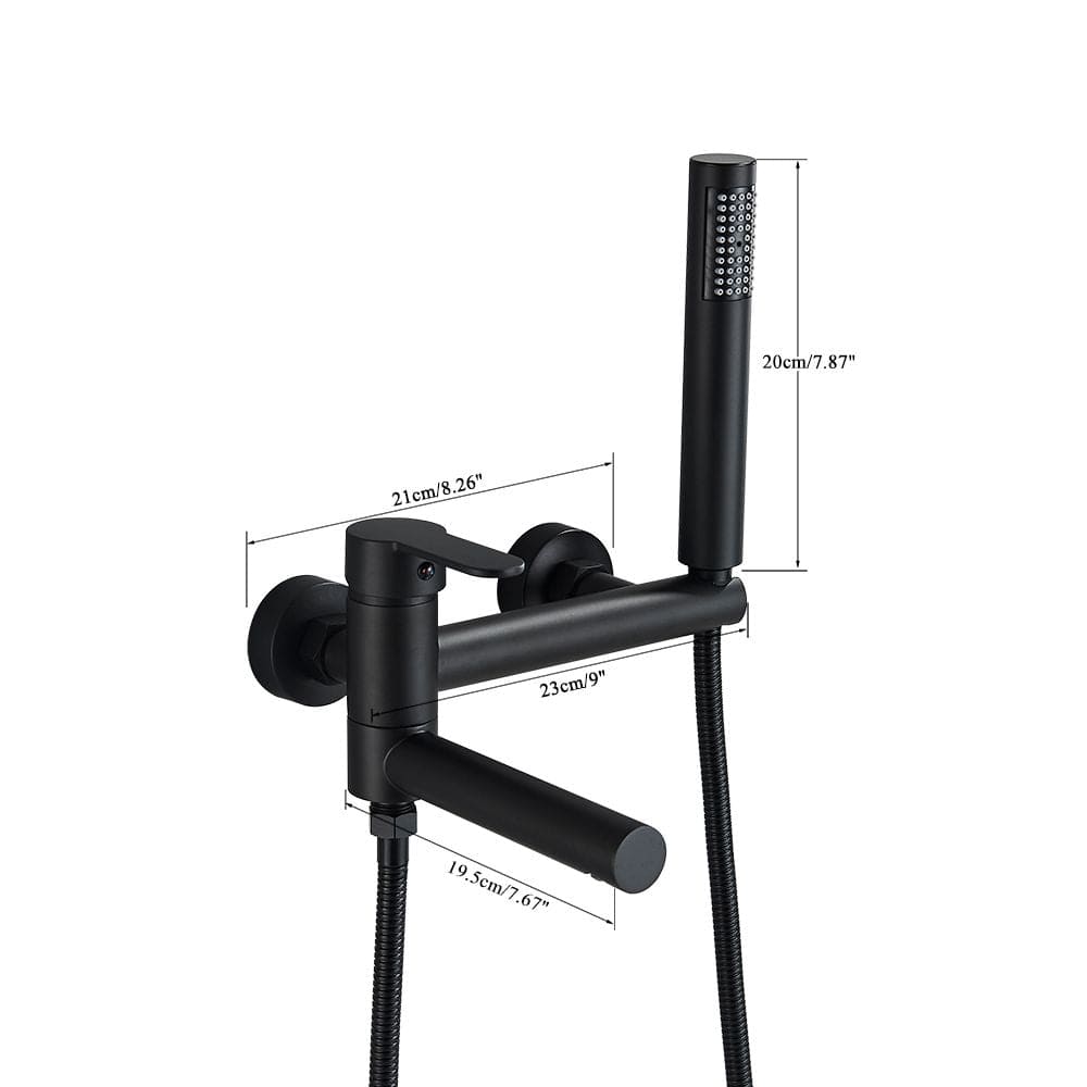 Baterie de cada cu montaj pe perete, cu dus de mana, finisaj negru mat