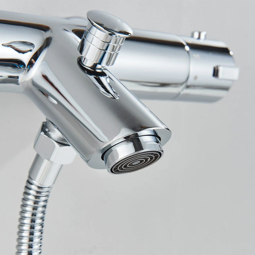 Baterie de cada cu termostat si dus de mana, argintiu lucios