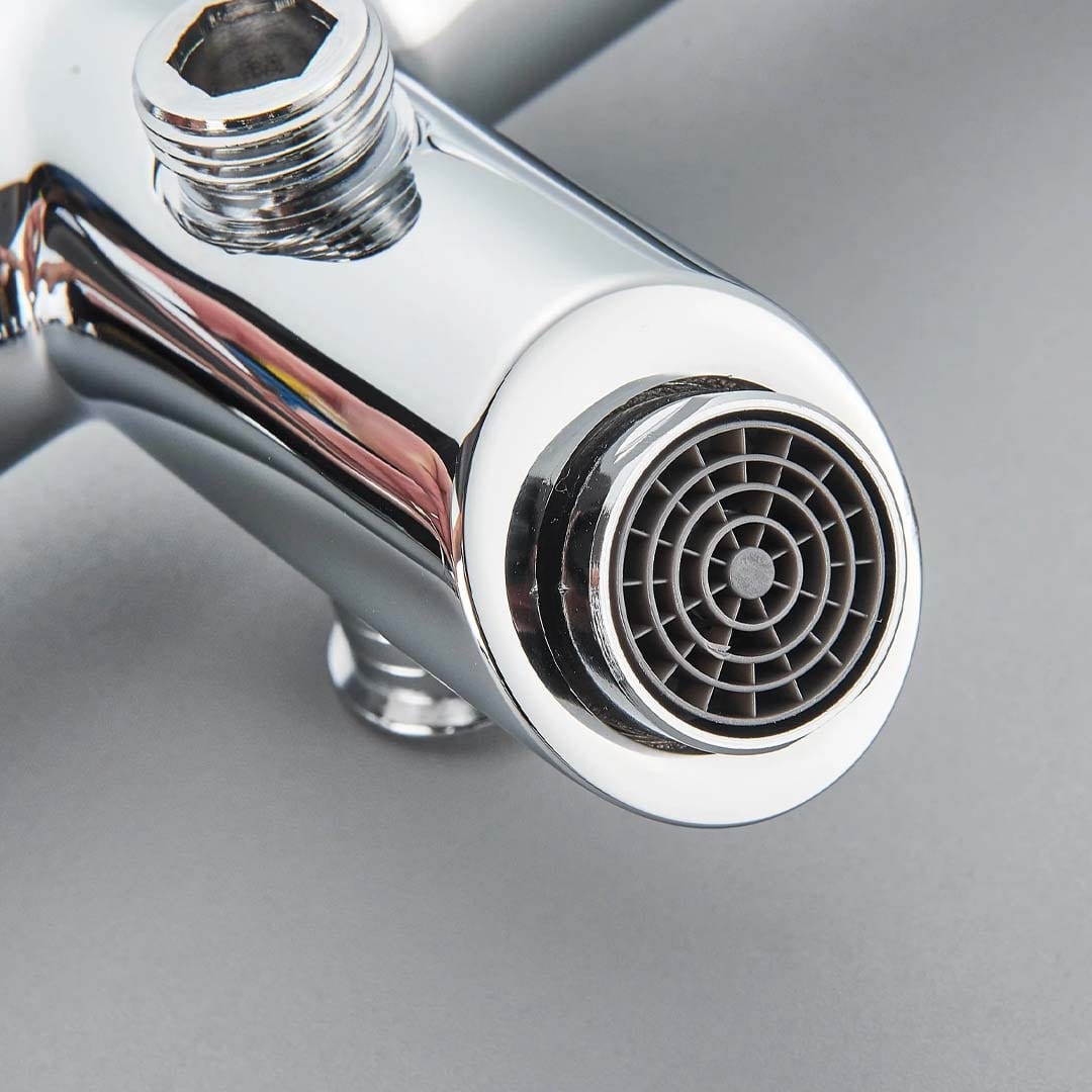 Baterie de cada cu termostat si dus de mana, argintiu lucios