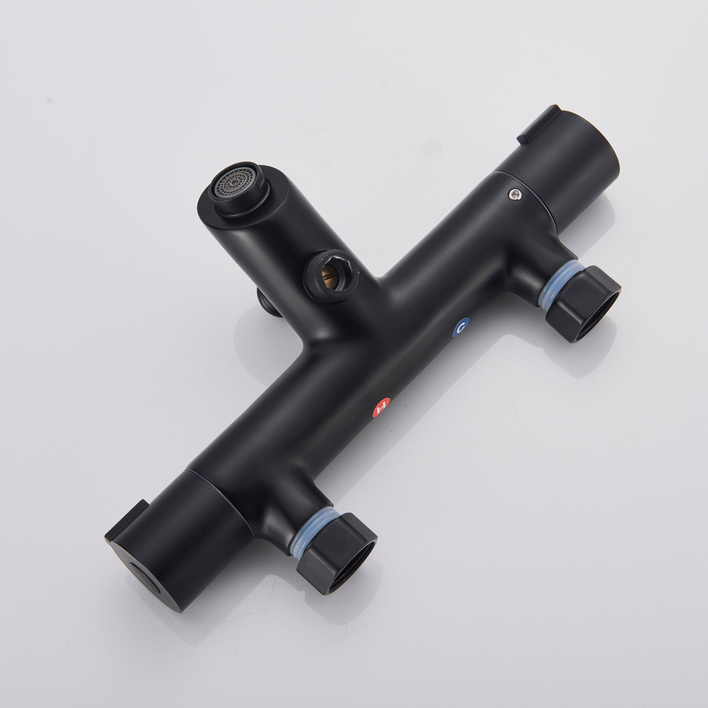 Baterie de cada cu termostat si dus de mana, finisaj negru mat