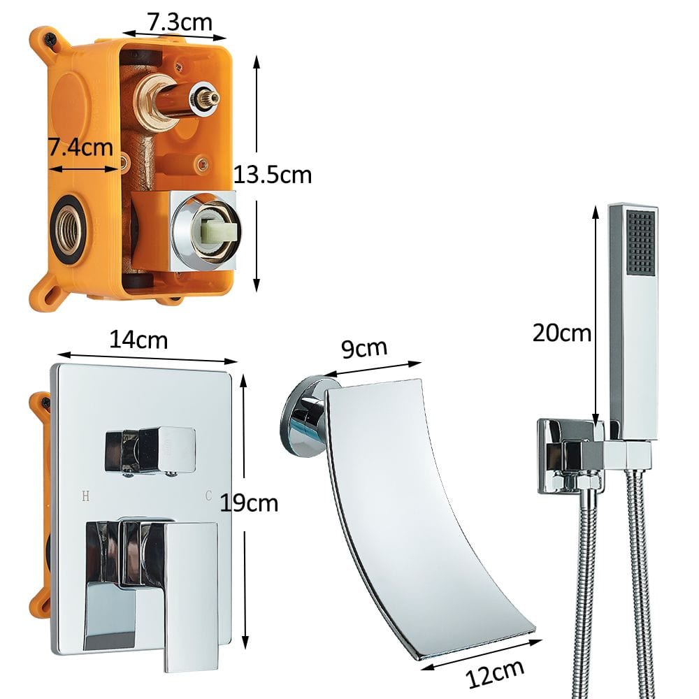 Baterie de cada incastrata Alexa S1277, cascada si dus de mana, crom lucios