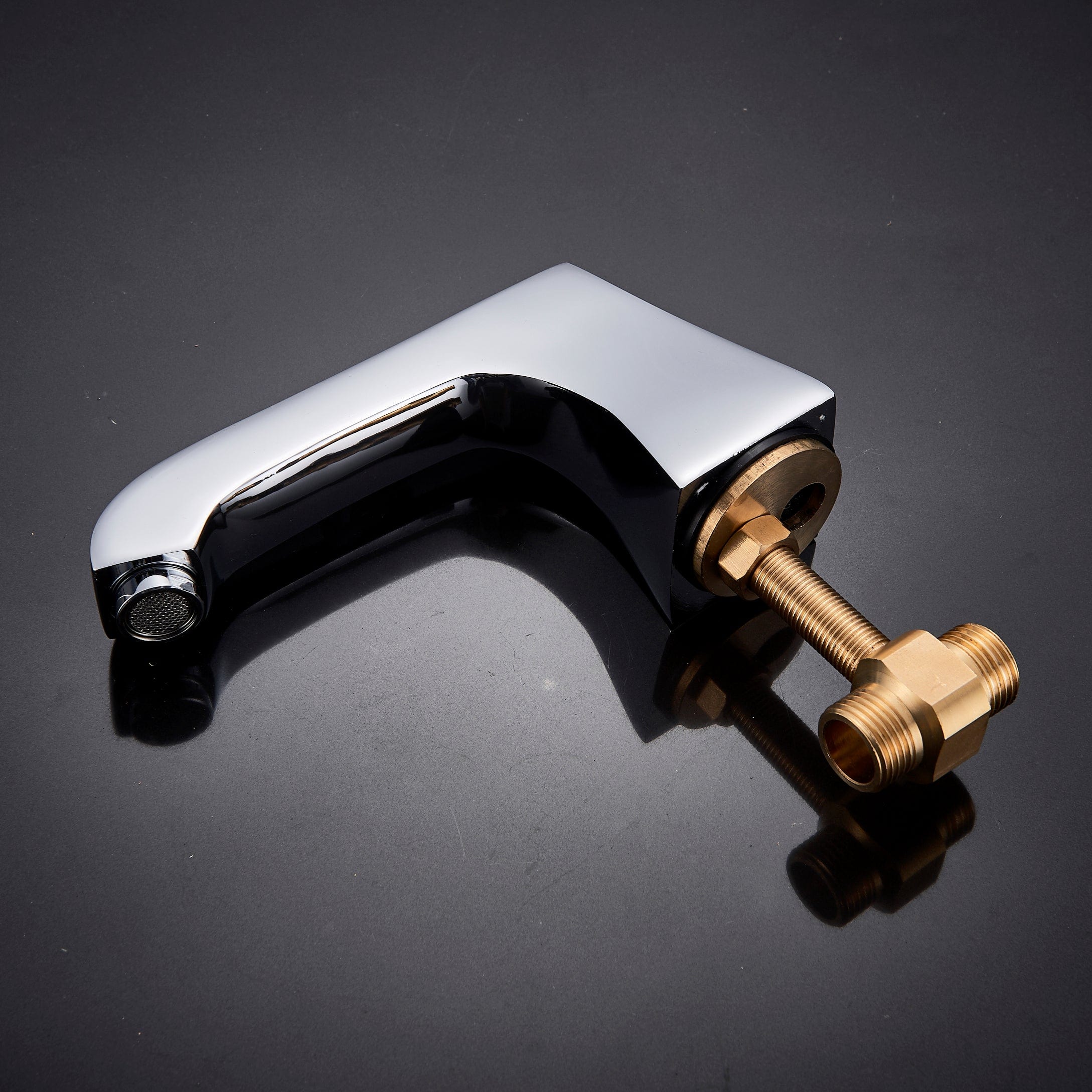 Baterie de lavoar cu design minimalist, doua manere, argintiu cromat