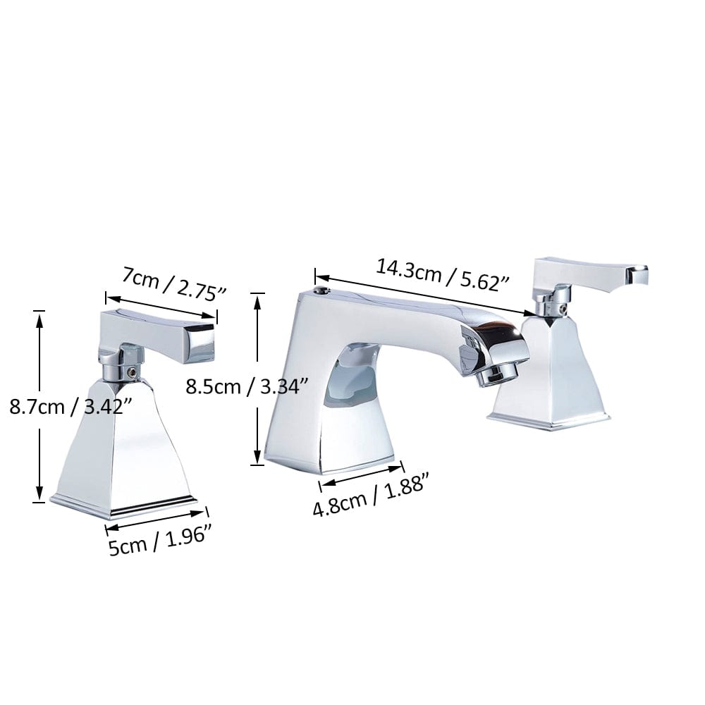 Baterie de lavoar cu design minimalist, doua manere, argintiu cromat