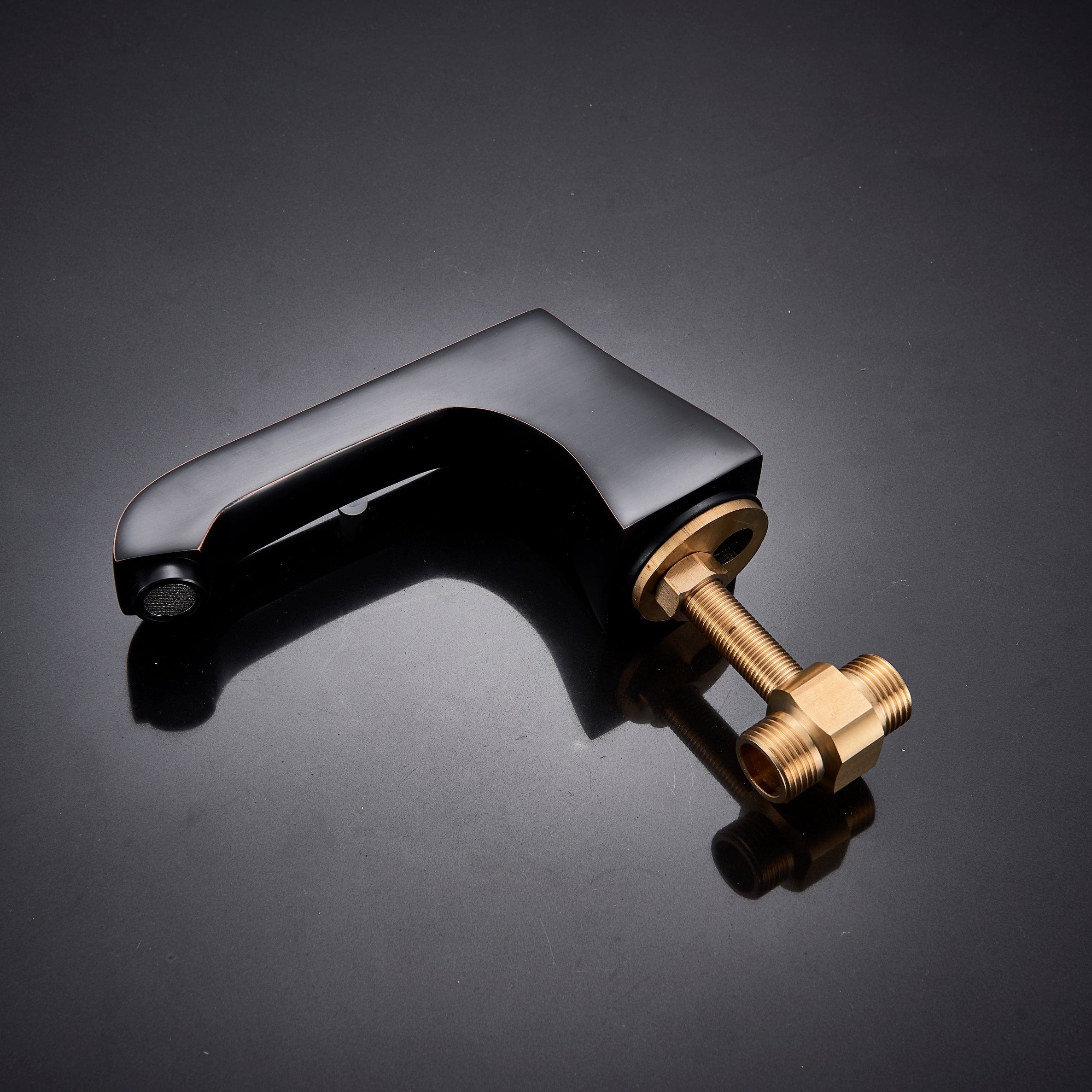 Baterie de lavoar cu design minimalist, doua manere, negru mat