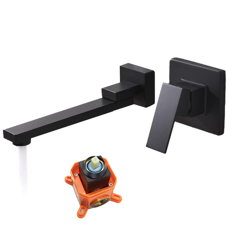 Baterie de lavoar neagra mata, incastrata, din alama