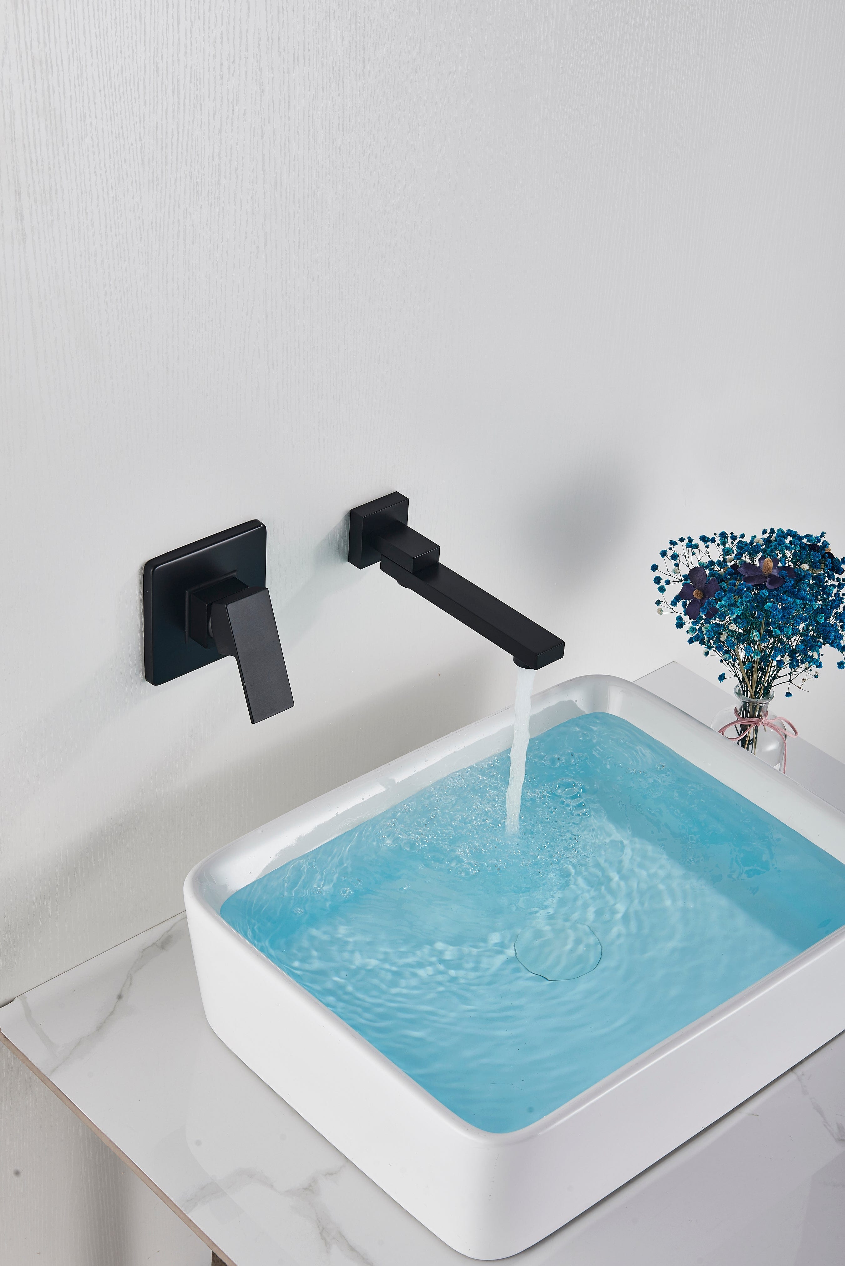 Baterie de lavoar neagra mata, incastrata, din alama