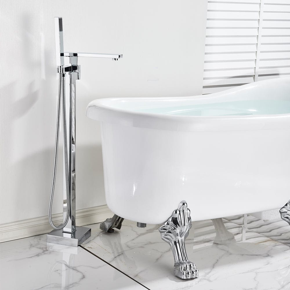 Baterie freestanding cu cadru patrat, argintiu cromat