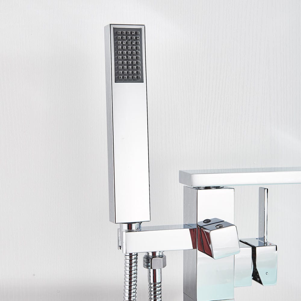 Baterie freestanding cu cadru patrat, argintiu cromat