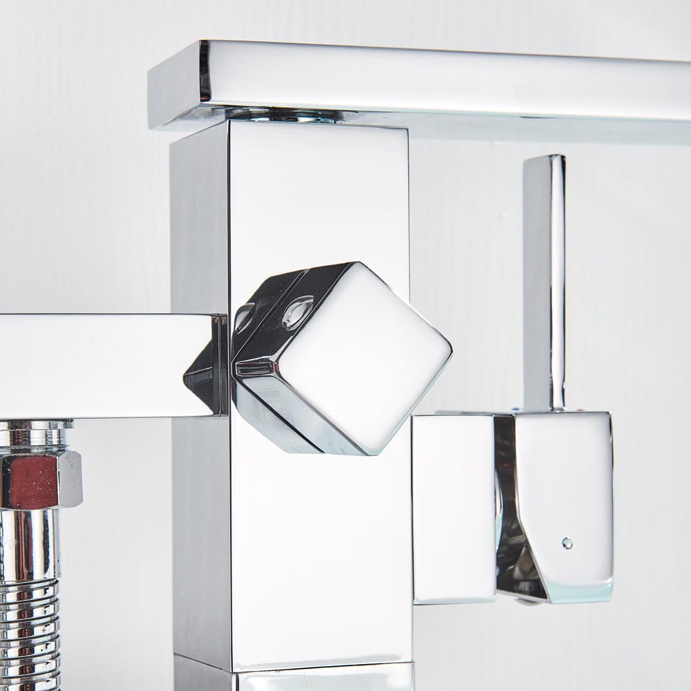 Baterie freestanding cu cadru patrat, argintiu cromat