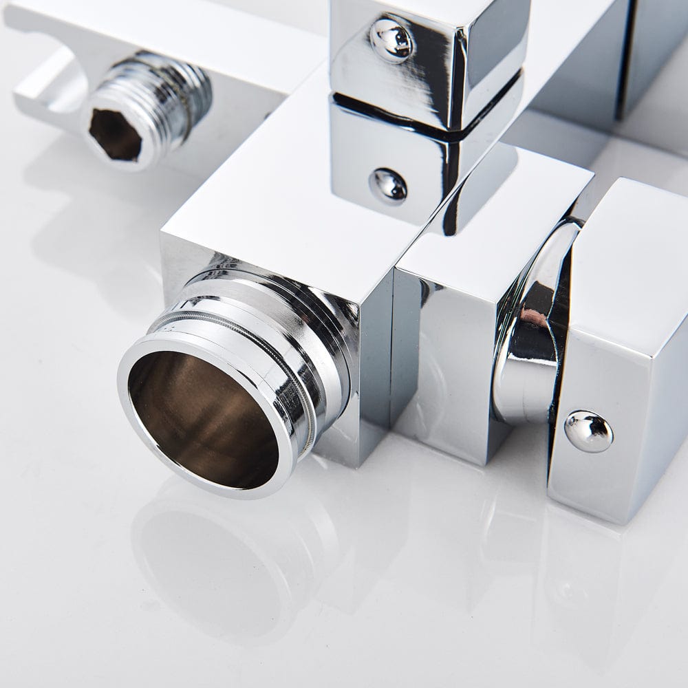 Baterie freestanding cu cadru patrat, argintiu cromat