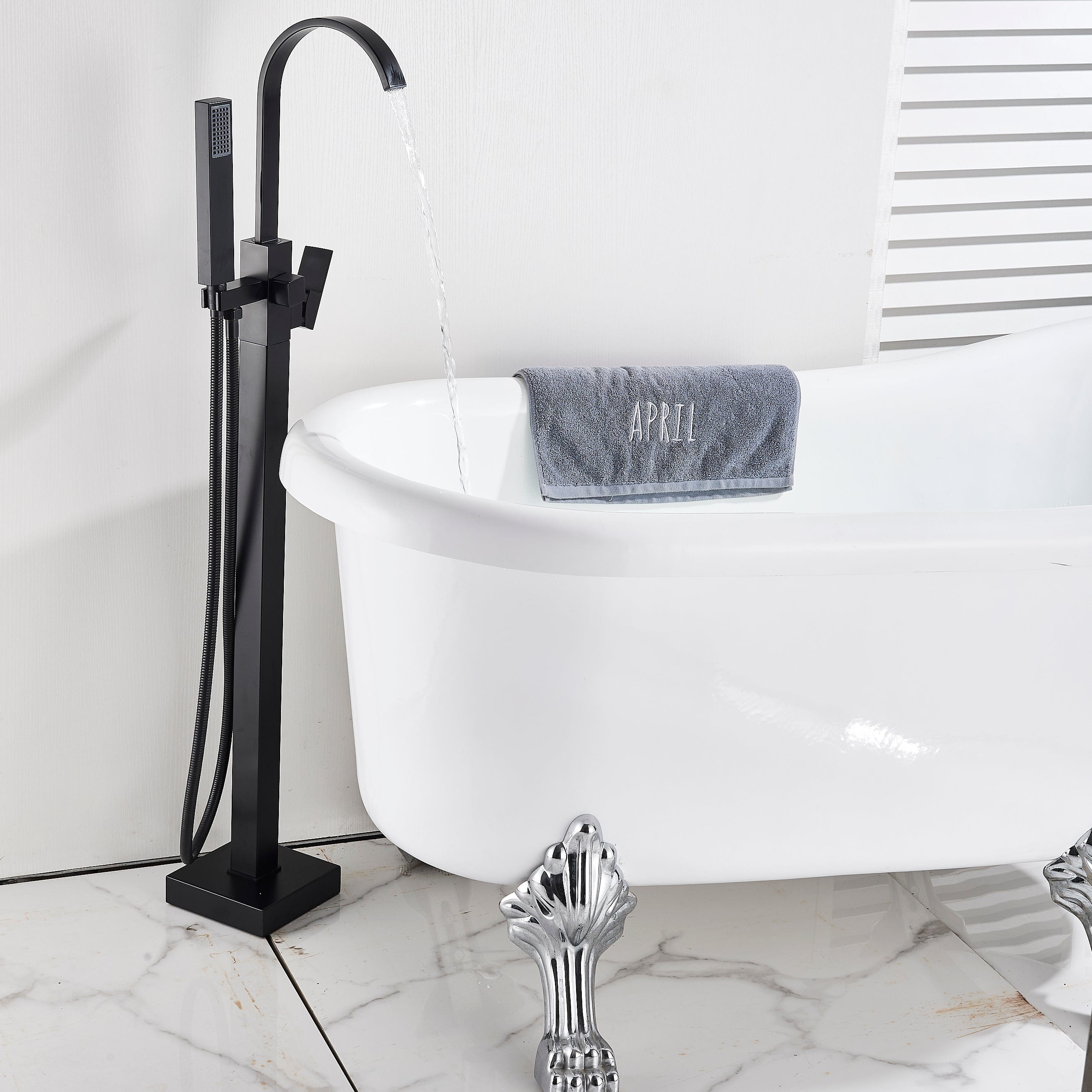 Baterie freestanding cu cadru patrat, cu 2 functii de curgere