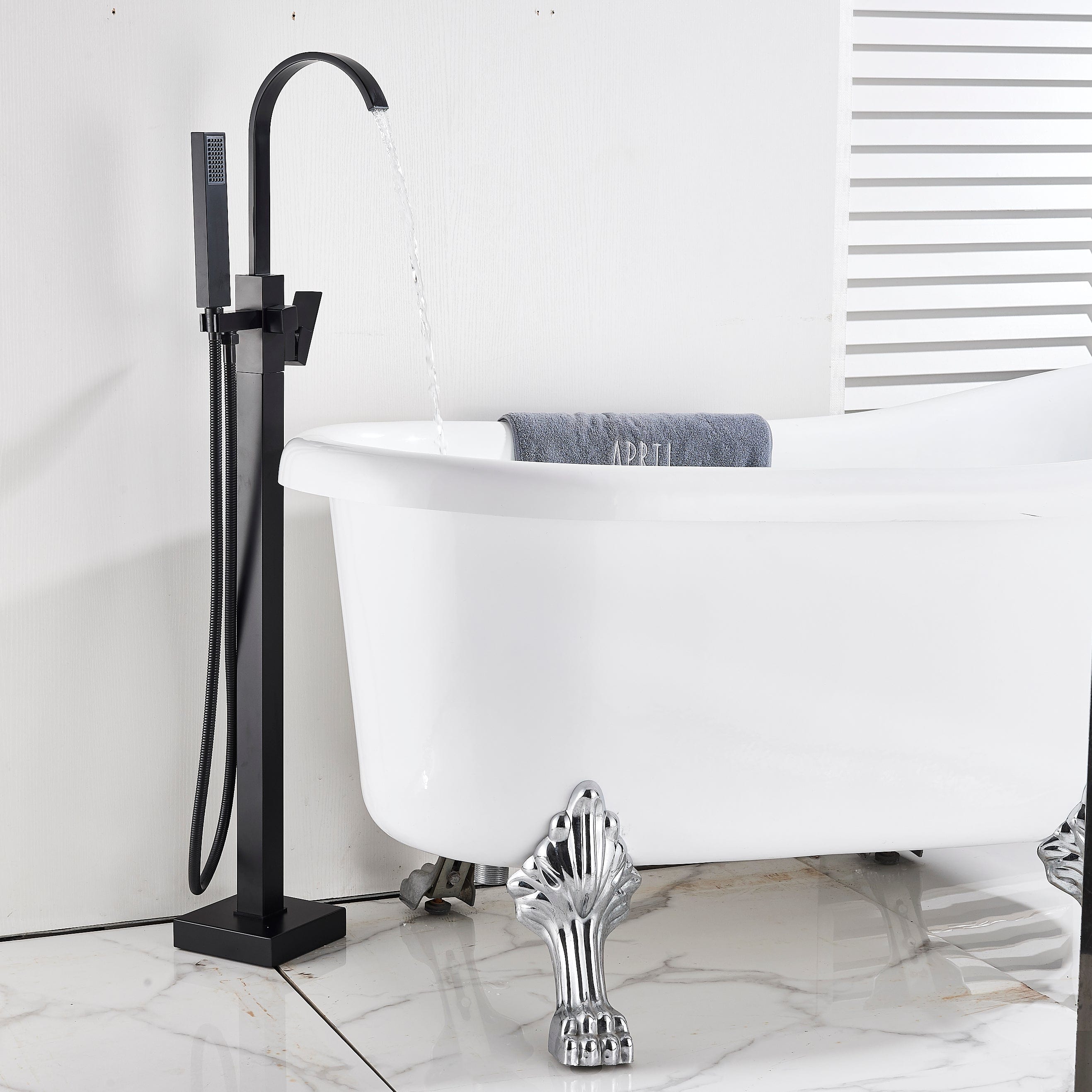 Baterie freestanding cu cadru patrat, cu 2 functii de curgere