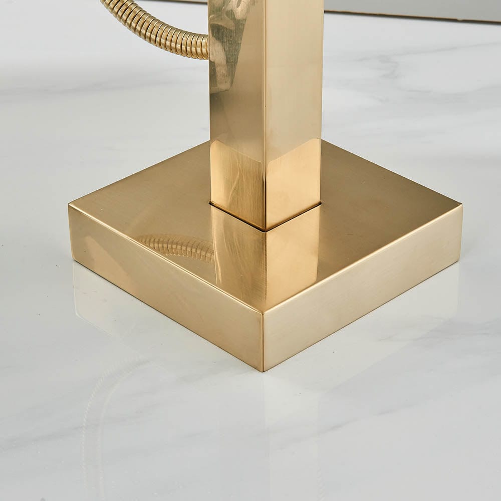 Baterie freestanding cu cadru patrat, finisaj auriu mat