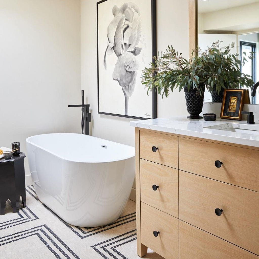 Baterie freestanding cu cadru patrat, finisaj negru mat