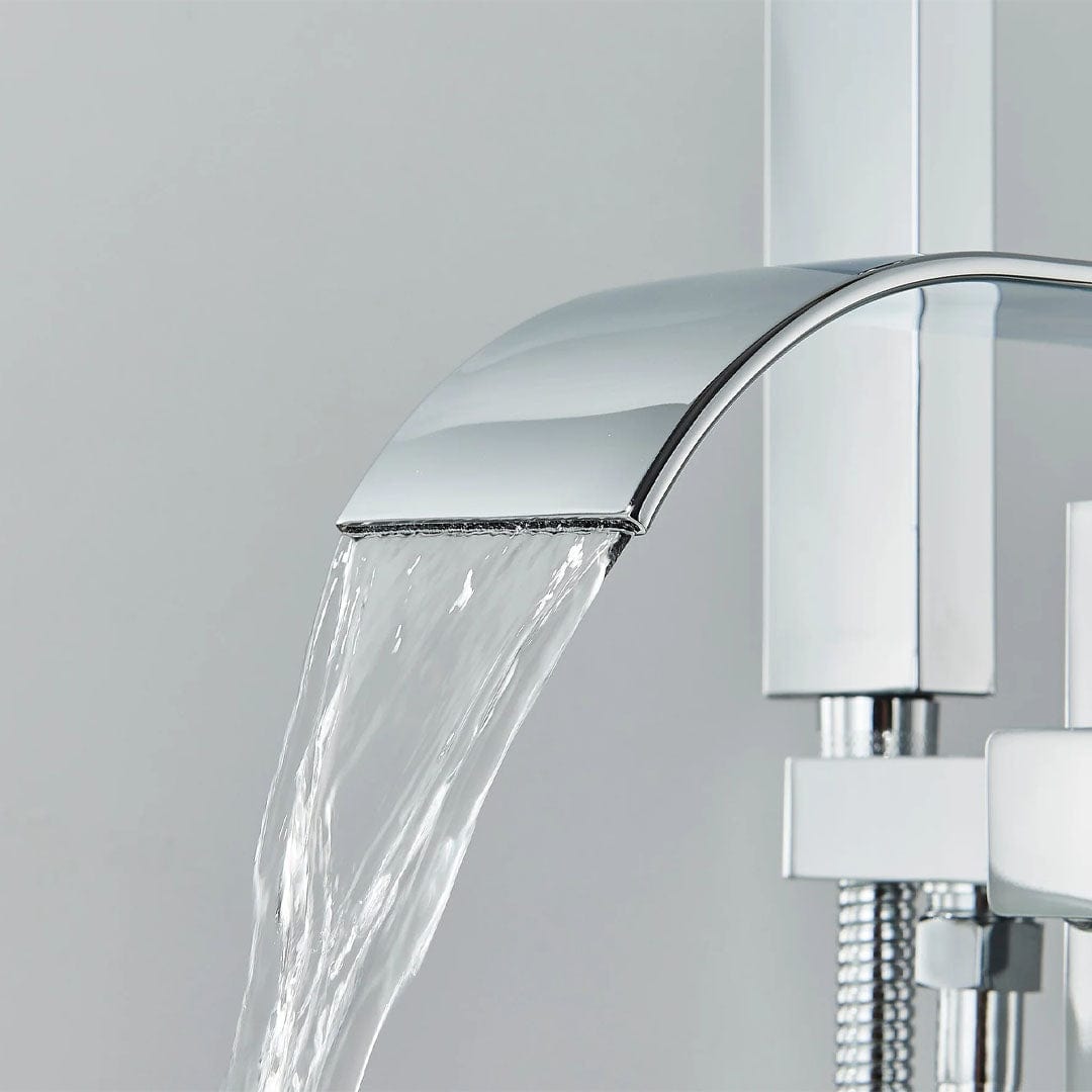 Baterie freestanding cu cadru patrat si efect de cascada, argintiu