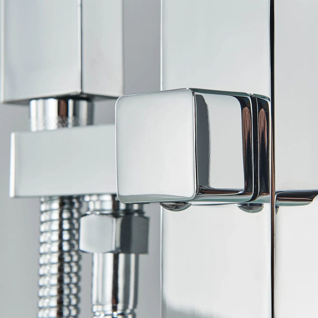 Baterie freestanding cu cadru patrat si efect de cascada, argintiu