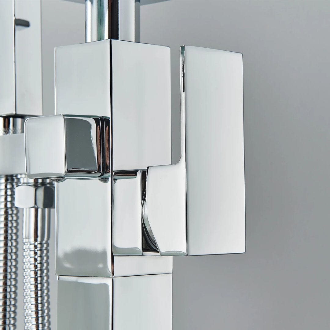 Baterie freestanding cu cadru patrat si efect de cascada, argintiu