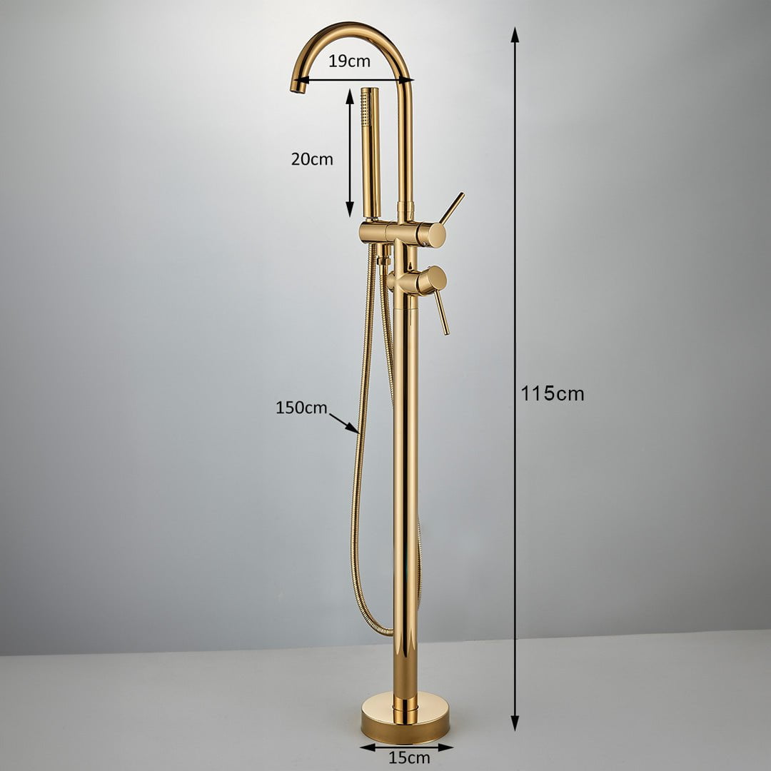 Baterie freestanding cu cadru rotund, auriu lucios