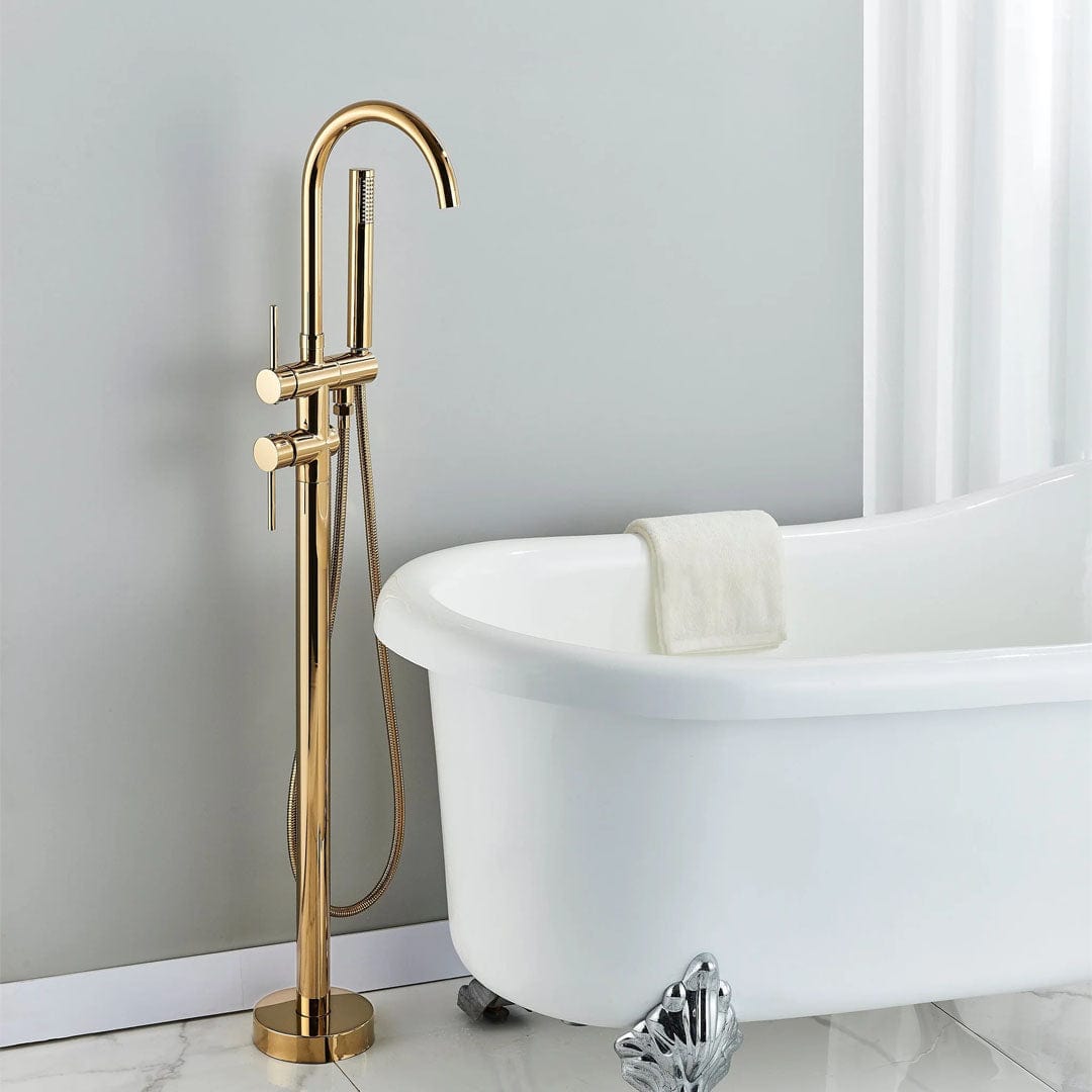 Baterie freestanding cu cadru rotund, auriu lucios