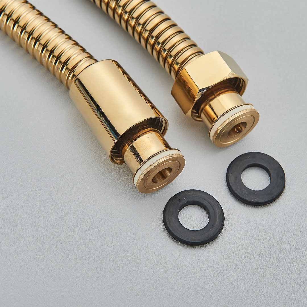 Baterie freestanding cu cadru rotund, auriu lucios