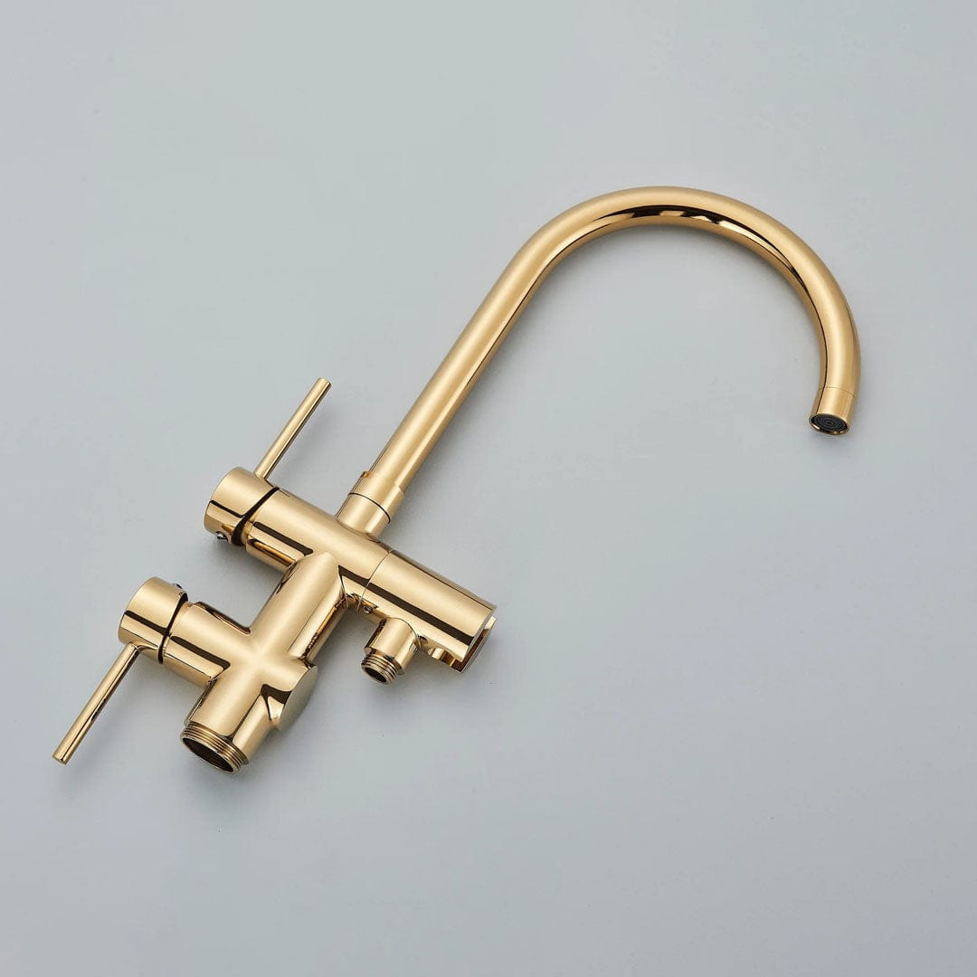 Baterie freestanding cu cadru rotund, auriu lucios