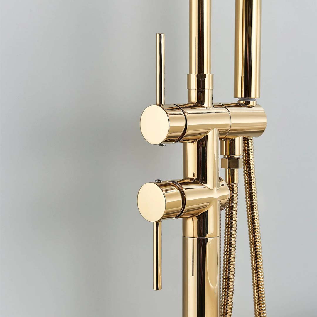 Baterie freestanding cu cadru rotund, auriu lucios