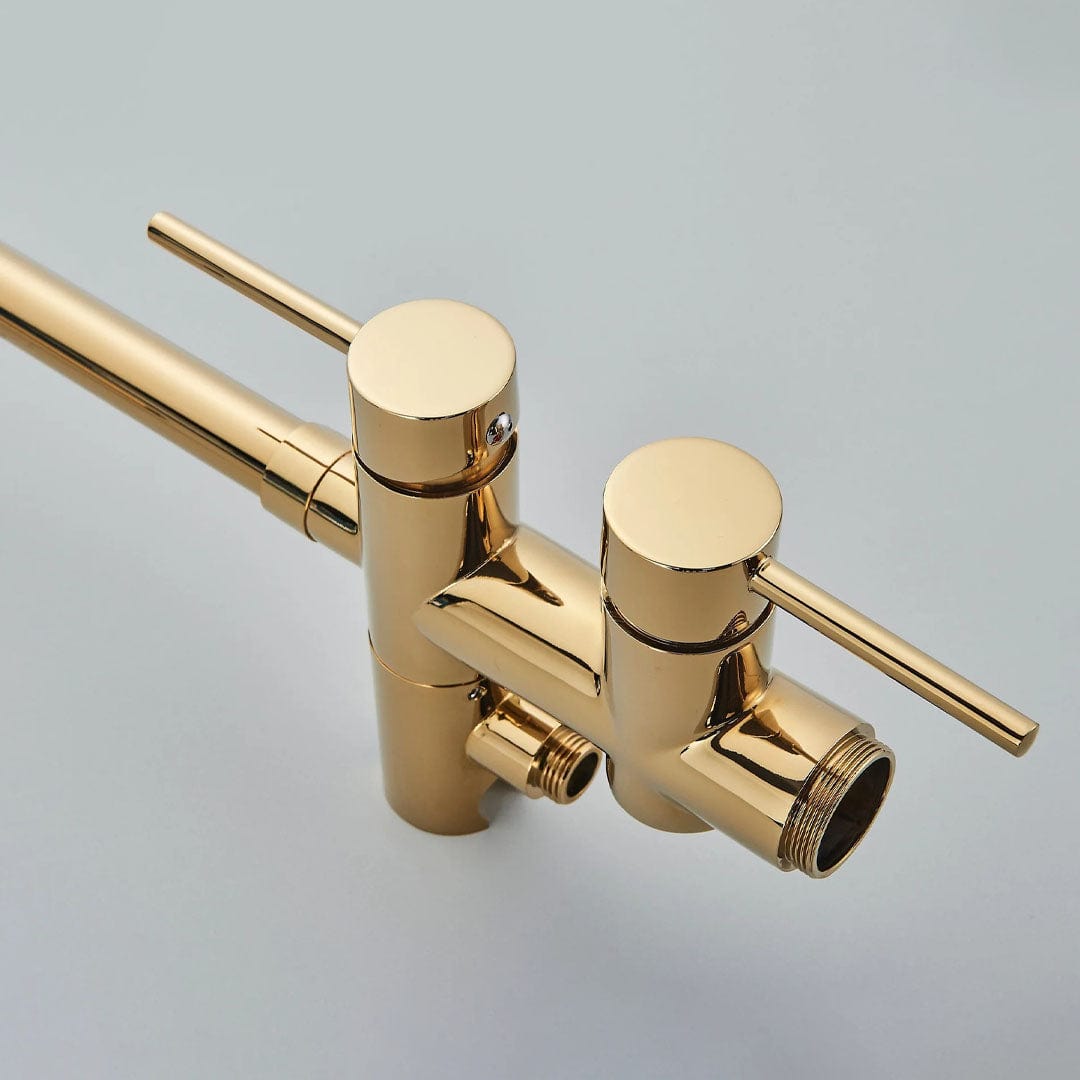 Baterie freestanding cu cadru rotund, auriu lucios