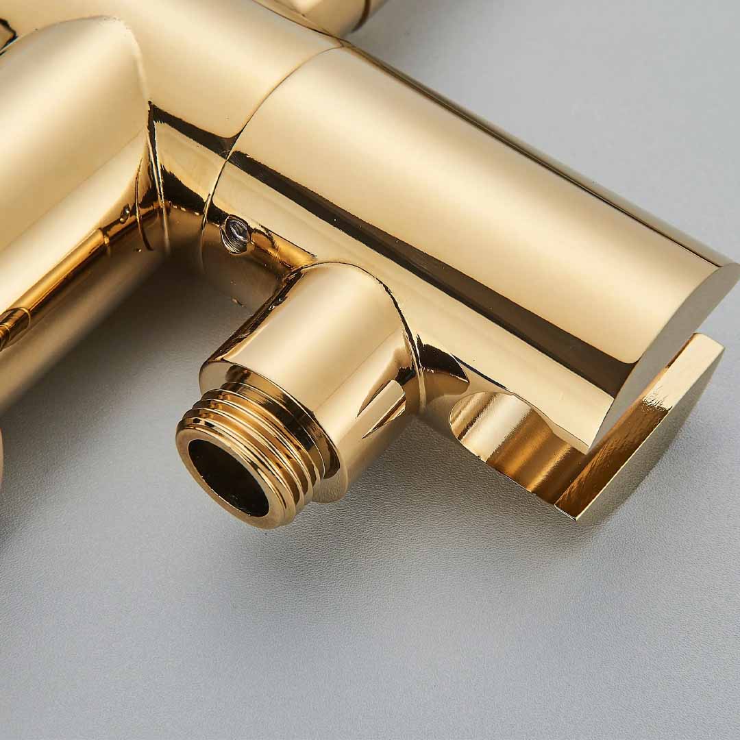 Baterie freestanding cu cadru rotund, auriu lucios