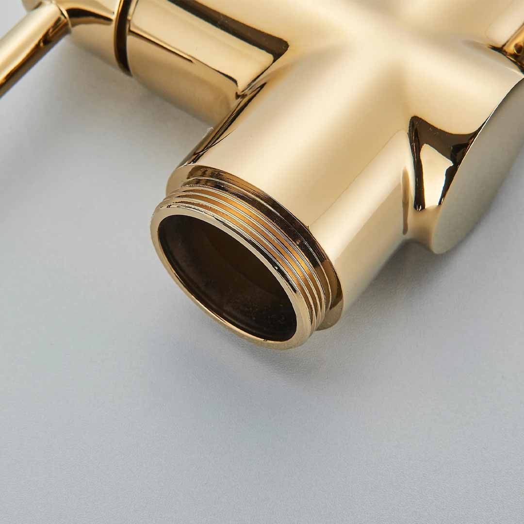 Baterie freestanding cu cadru rotund, auriu lucios