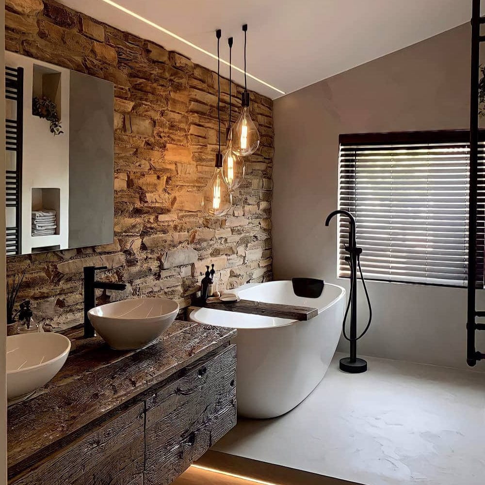 Baterie freestanding cu cadru rotund, finisaj negru mat