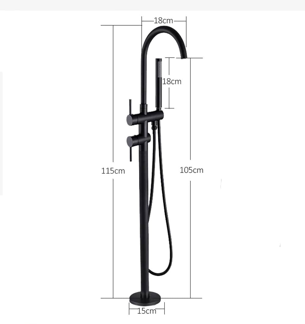 Baterie freestanding cu cadru rotund, finisaj negru mat