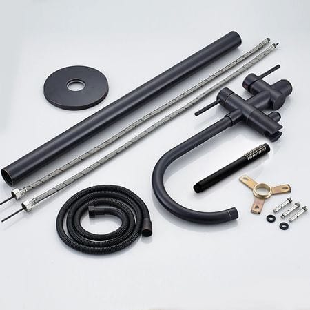 Baterie freestanding cu cadru rotund, finisaj negru mat