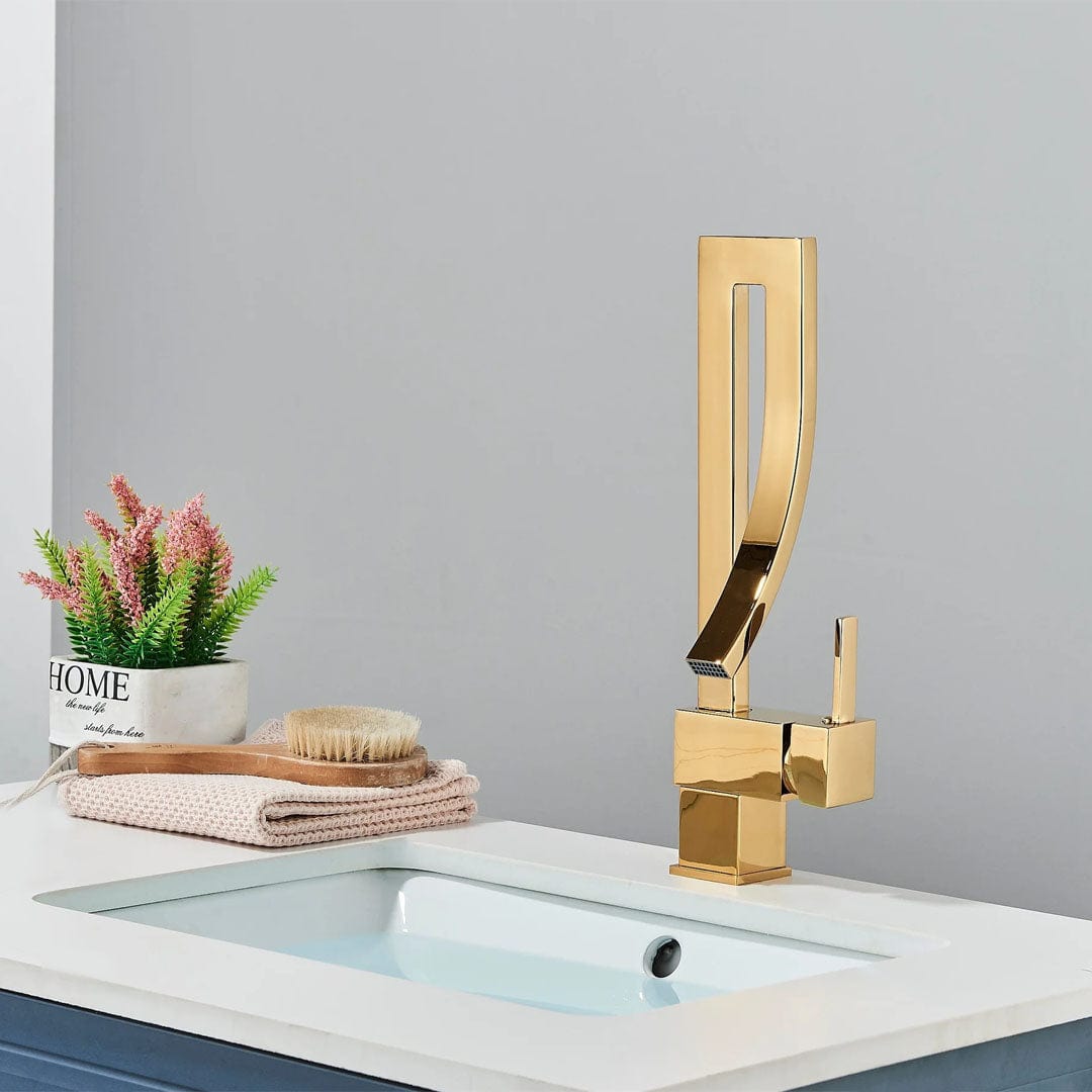 Baterie inalta lavoar, auriu lucios